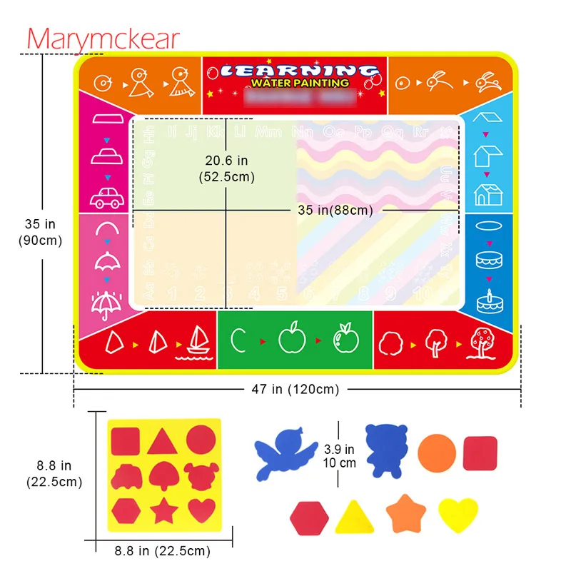 Супер большой размер 90x120 см волшебный водный коврик для рисования 1 комплект