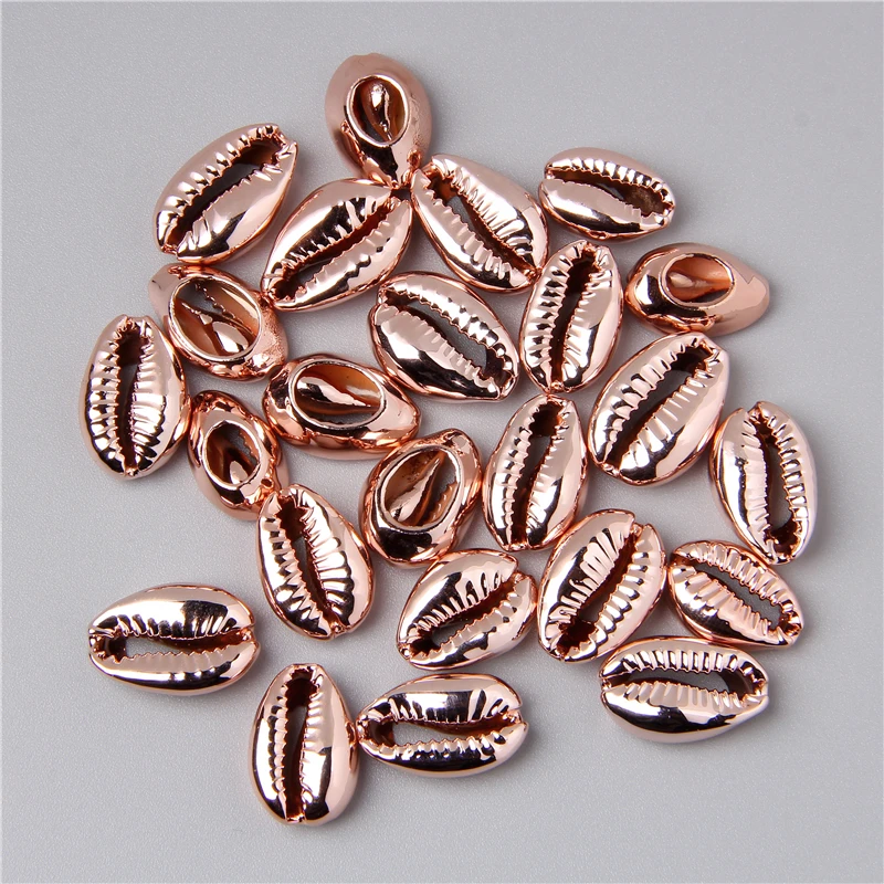 

Plating Rose Gold Color Natural Seashell Cowrie Conch Beads Charms for Women Necklace Bracelet Jewelry Making Accessories 30pcs