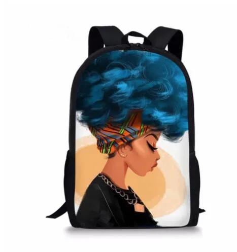 African Backpack Cartoon Black Girls Print School Bag Kids Cute Book Teenager Schoolbags Mochila | Багаж и сумки