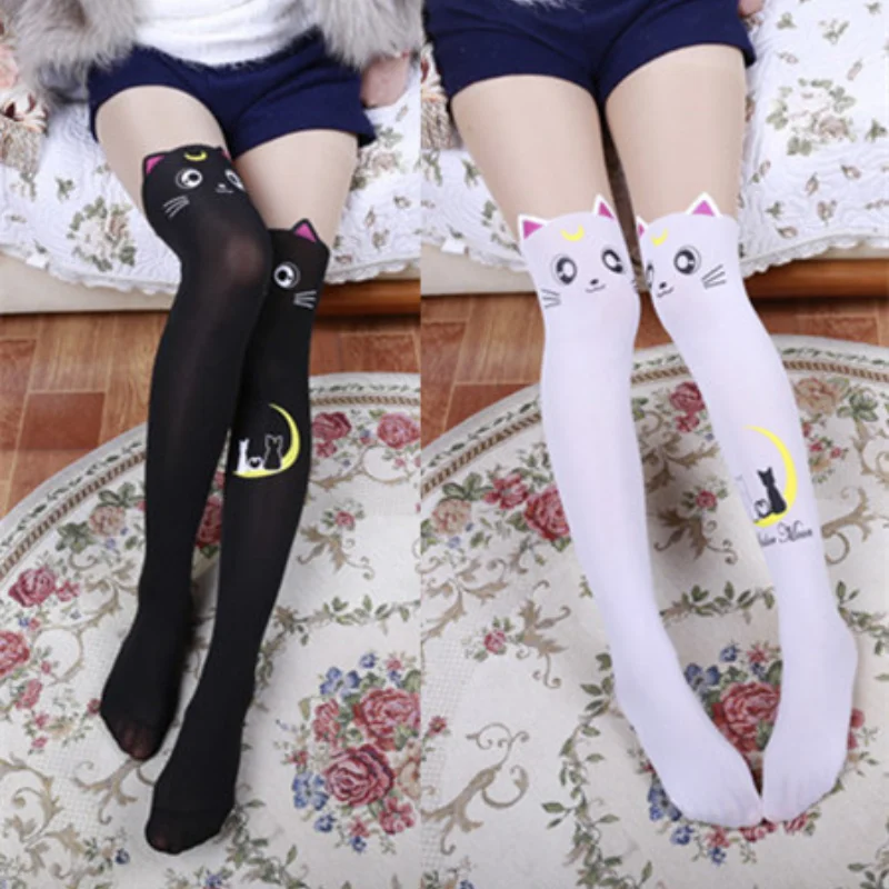 

Anime Cartoon knee socks comic luna moon cat Cosplay tights high jumpsuit