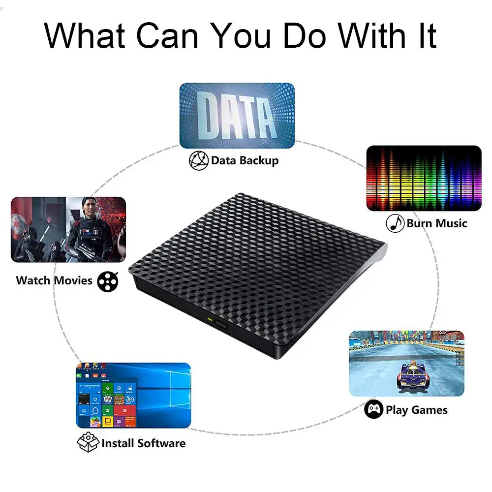 Внешний CD DVD привод Оптический DVD/Burner горелка Писатель плеер Тип C и USB 3 0 Поддержка