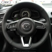 for mazda 36 axela cx 3 cx 4 cx 5 high quality diy hand stitched leather suede steering wheel cover interior car accessories