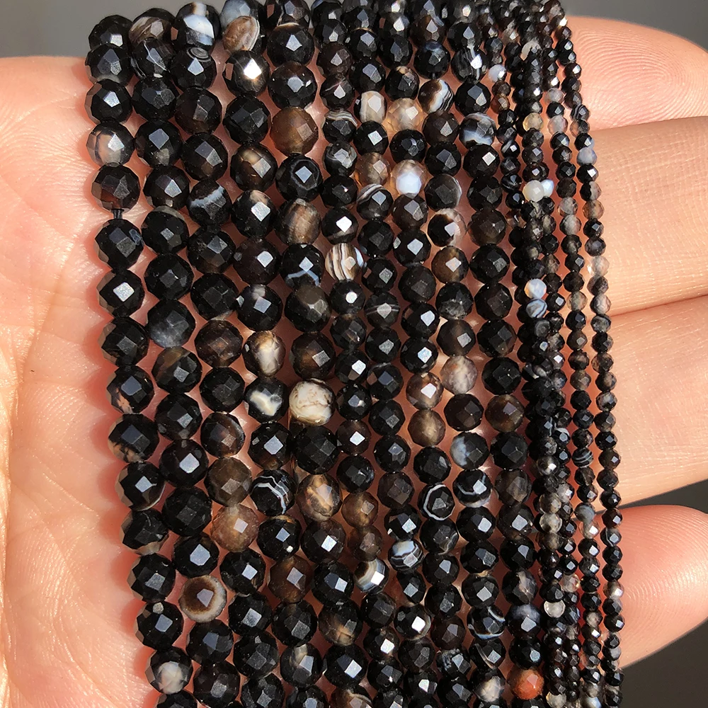 

Граненые бусины из камня Агата, 2/3/4 мм, 15 дюймов