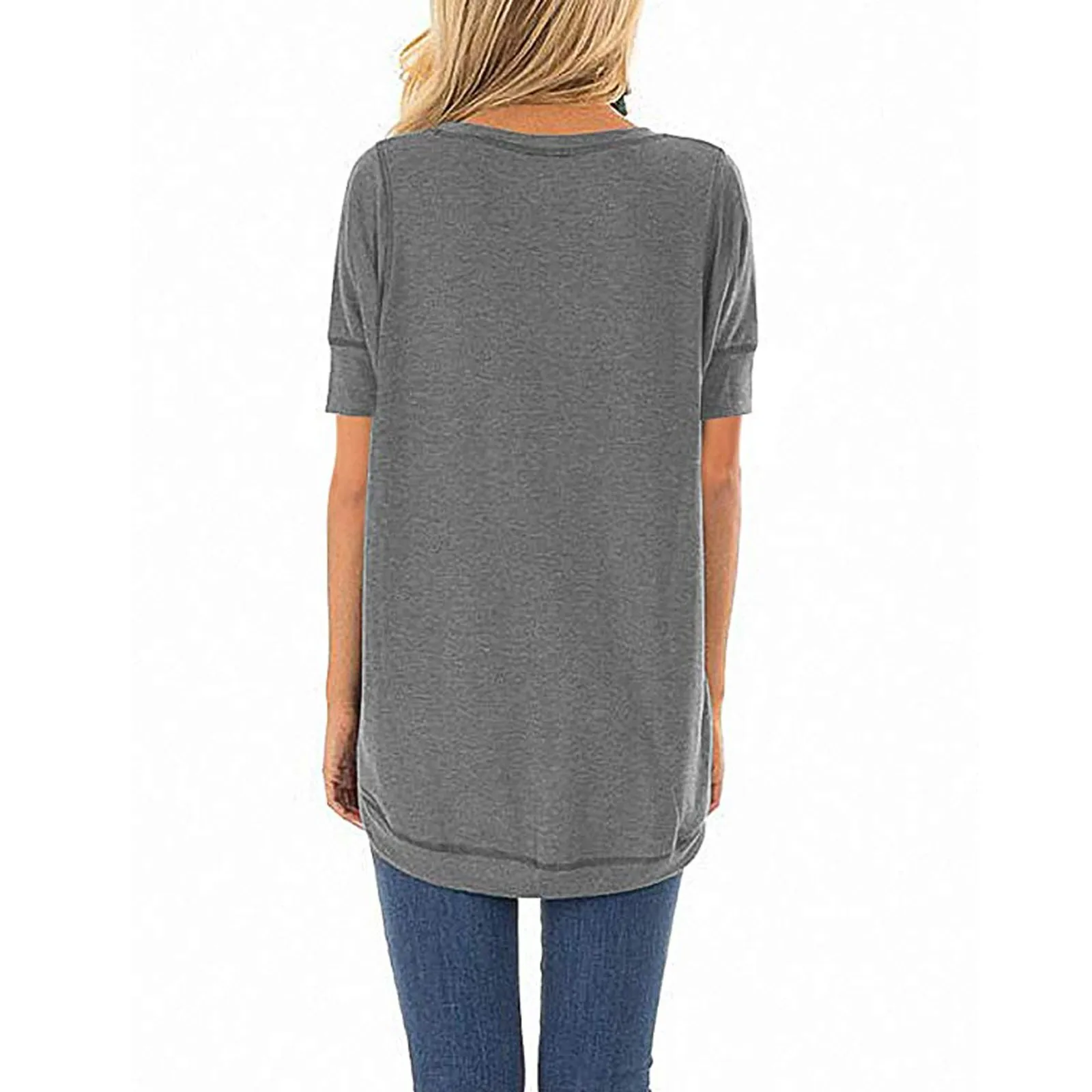 

40# Casual Round-Neck Women Shirt Blouses Solid Color Summer Tunic Short Sleeved Blousess Top 2021 Women'S Blouse Chemise Femme