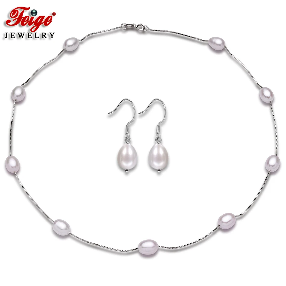 

Цепочка женская из серебра 925 пробы, с натуральным пресноводным жемчугом