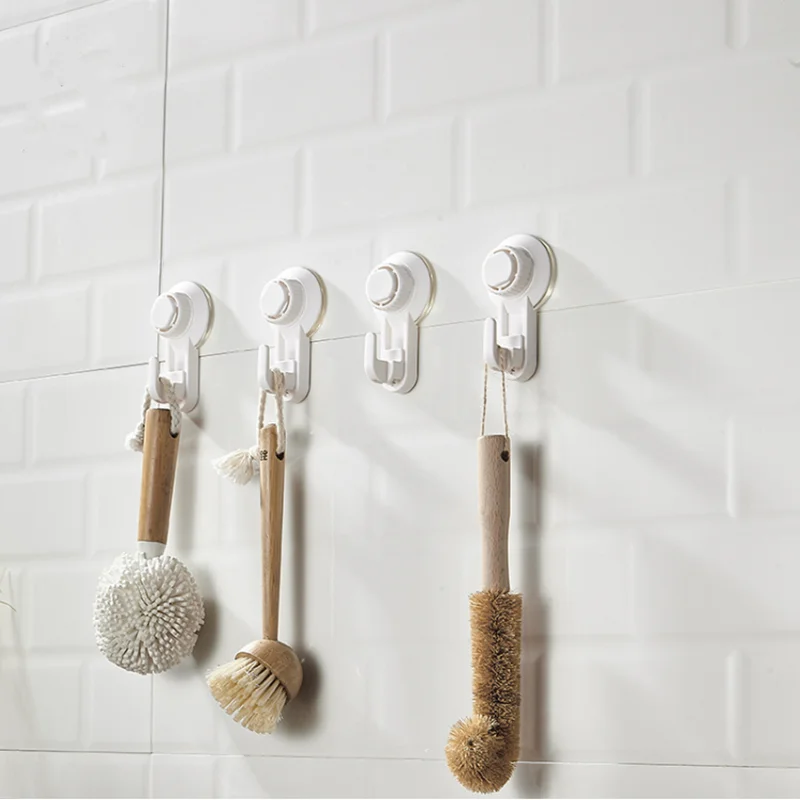 

High Quality Adhesive Wall Hooks Hanger Strong Transparent Hooks Suction Cup Sucker Wall Storage Holder For Kitchen Bathroom