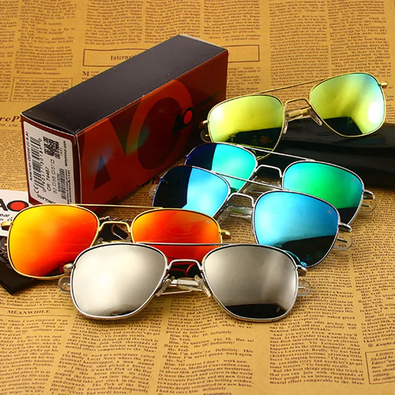 Gafas de sol de Piloto Militar para hombre y mujer, lentes de sol a la moda, de color, banda OP55, OP57, de alta calidad, 023