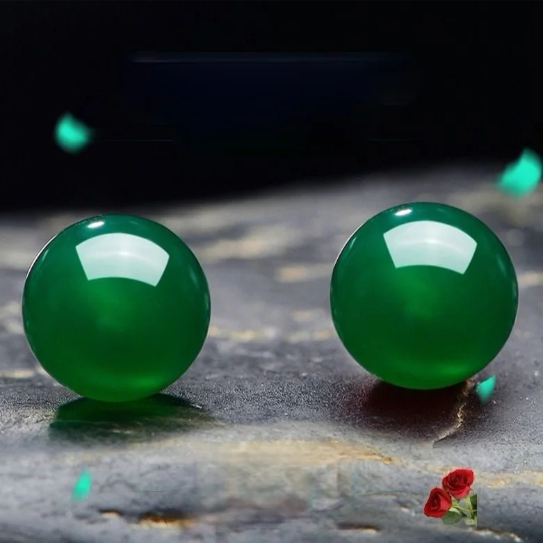 

Exaggerated large green chalcedony earrings women's jewelry for mother's birthday