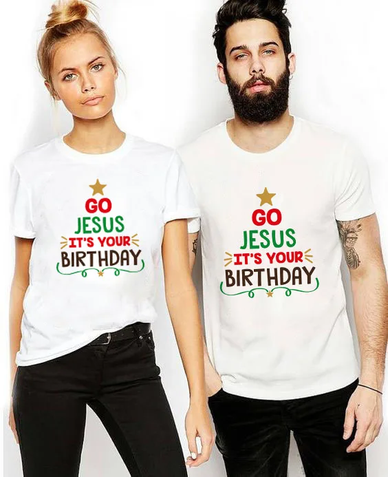 Рождественские футболки для всей семьи с надписью «Go Jesus It's Your Birthday Happy family», 1 предмет, для детей и родителей, одежда для всей семьи, топы, праздничная одежда