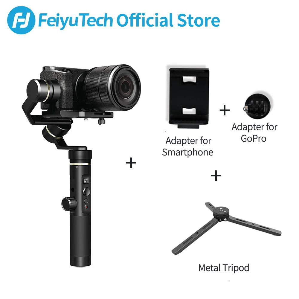with metal tripod FeiyuTech G6 плюс 3-осевой Карманный Стабилизатор Для беззеркальных Камера карман Камера GoPro Smartphone Полезная нагрузка 800g Feiyu G6P - Цвет: with metal tripod