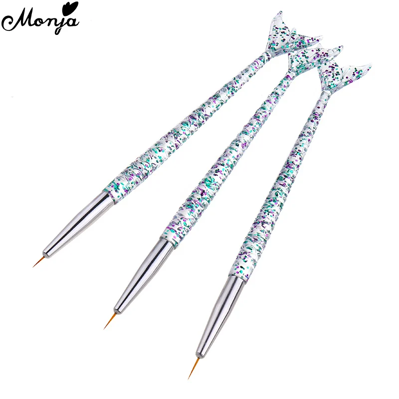 Ручки русалки Monja 3 шт./компл. для дизайна ногтей линейная кисть рисования
