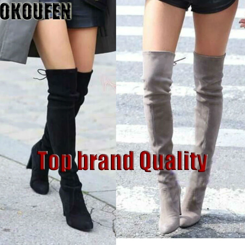 

Their new over the knee boots women shoes winter stretch boots keep warm high heels boots long shoes