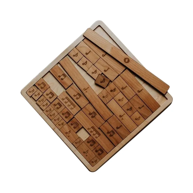 

Wooden Children's Puzzle Toys Music Notes Baby Learning Wood Toys House Carving Arts Crafts Decoration