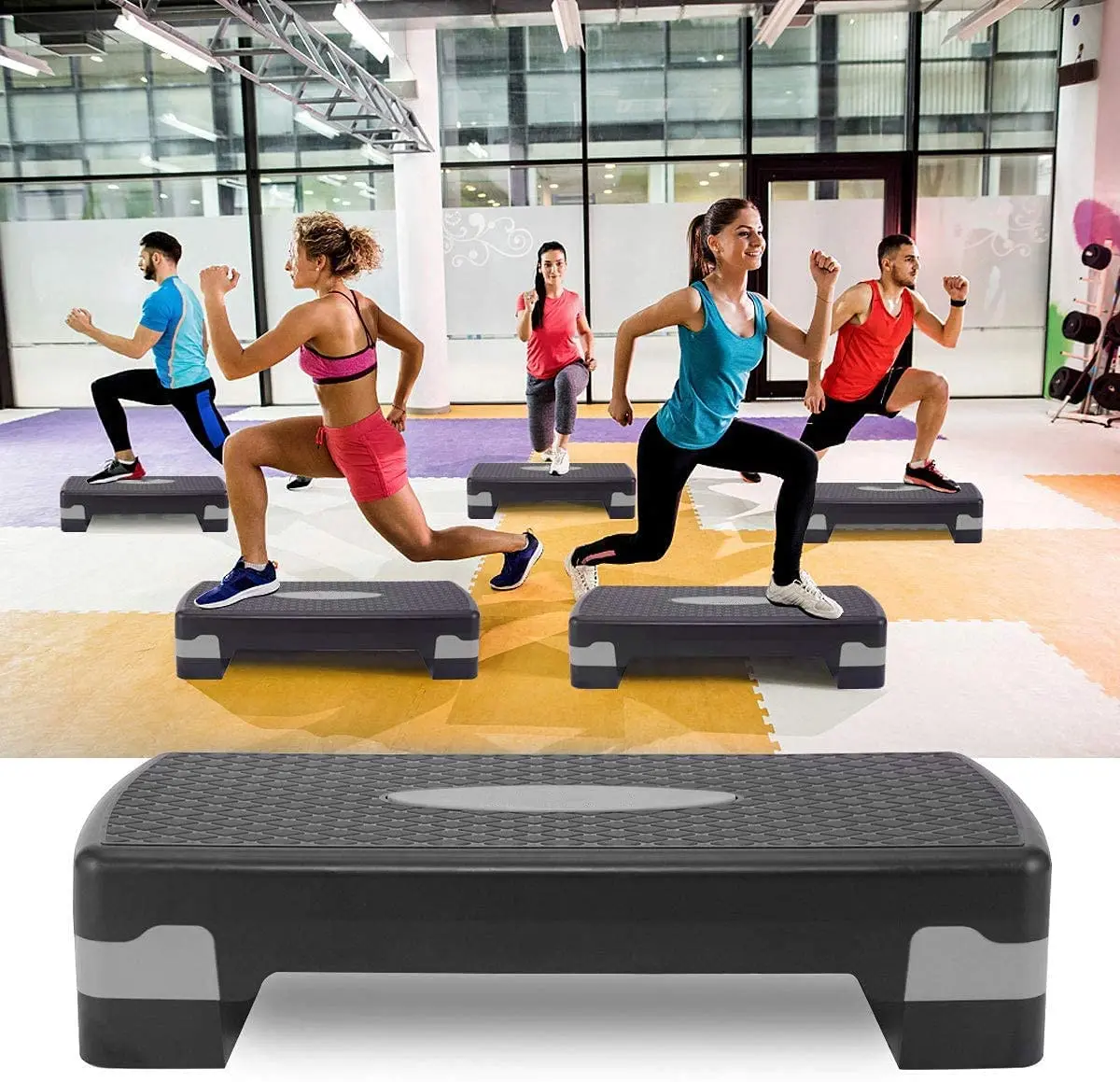 4 Risers Fitness Aerobic Step Non-slip Yoga Pedal Stepper Fitness Aerobic Step Equipment Load 150KG