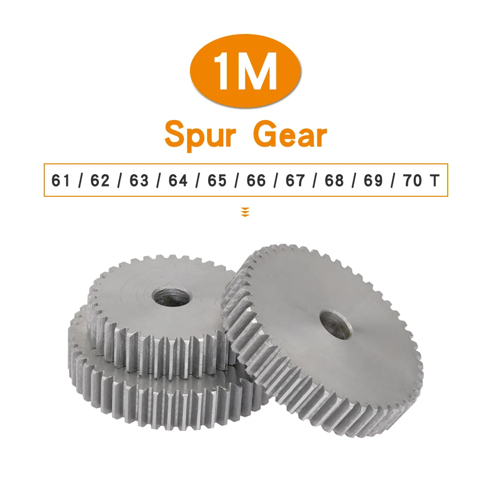 1 Piece Cylindrical Gear 1M-61/62/63/64/65/66/67/68/69/70T SC45# Carbon Steel Material Gear Wheel For Transmission Accessories