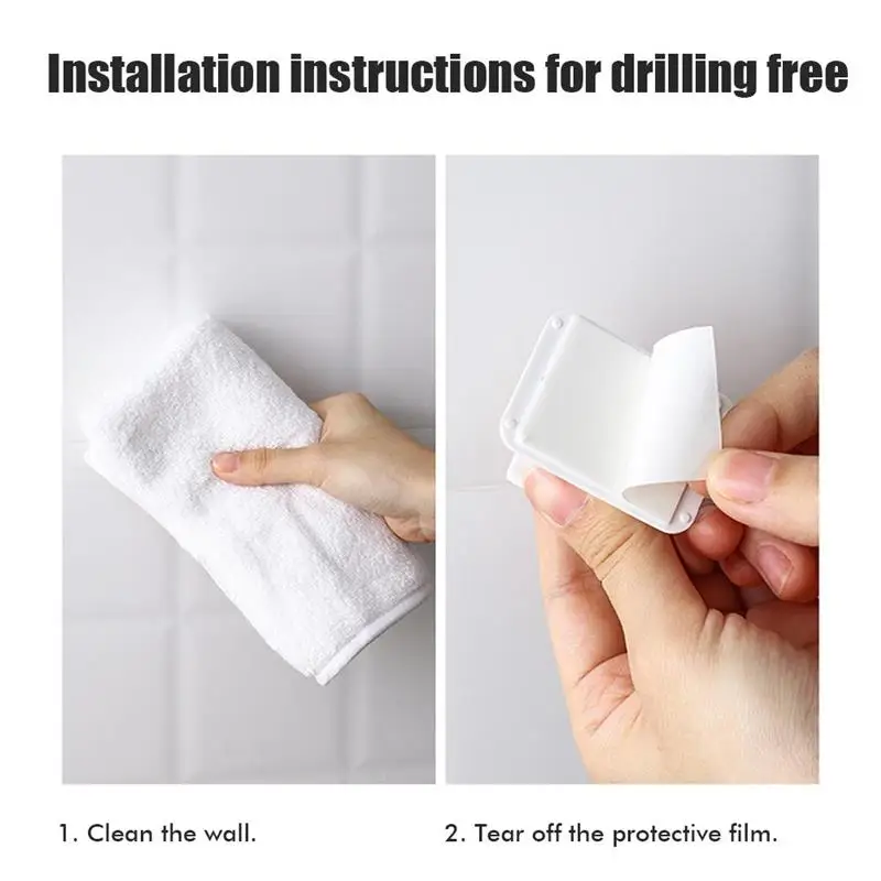 

2PCS Hanging Rod Clip Adhesive Wall Curtain Hanging Clamp Hooks No Punching Shower Curtain Rod Fixed Clip