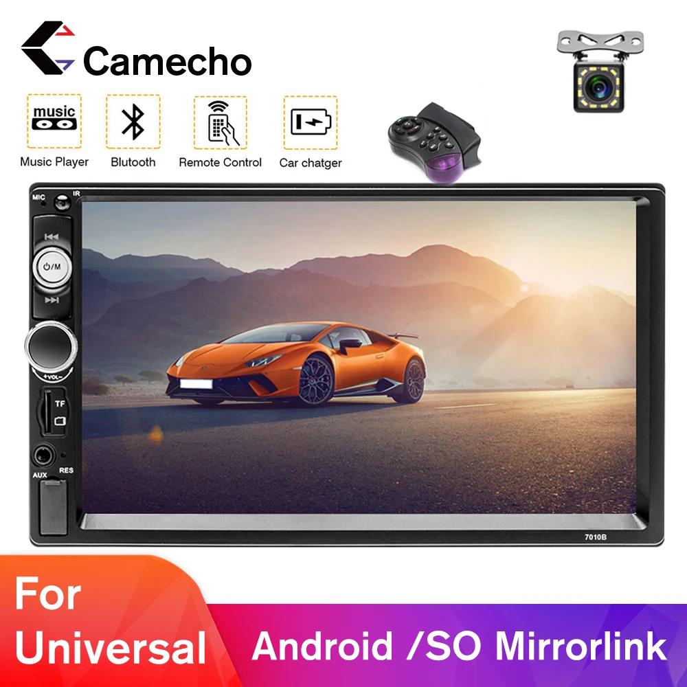 Автомобильный радиоприемник Camecho 2din 7 дюймов HD TF AUX Bluetooth Android ISO Mirrorlink