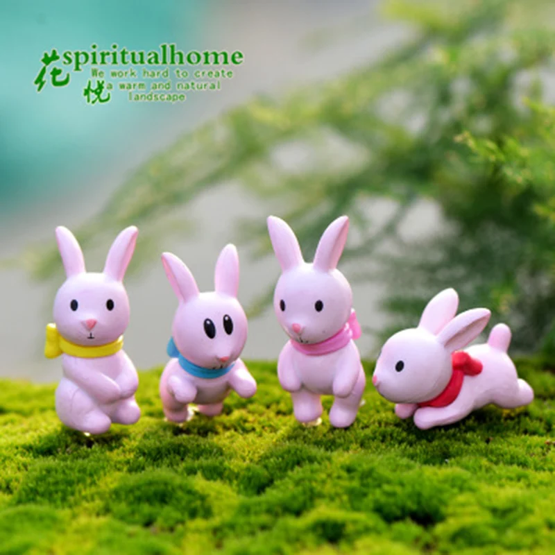 Милый белый розовый кролик заяц Кони Лапин Луг прерий Китай маленькая статуя
