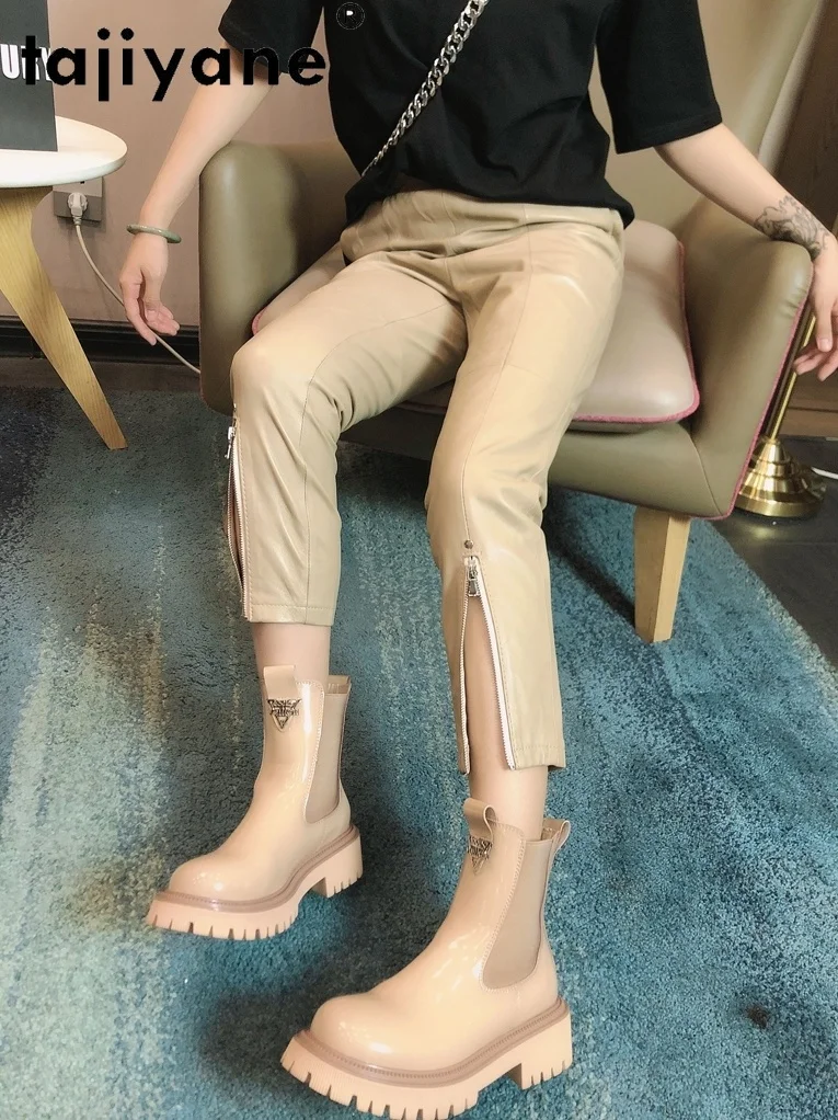 Женские брюки с высокой талией осень 2021 женские карандаш из 100% овечьей кожи