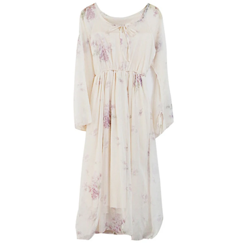 Женское шифоновое платье с расклешенным рукавом Длинное Элегантное приталенное