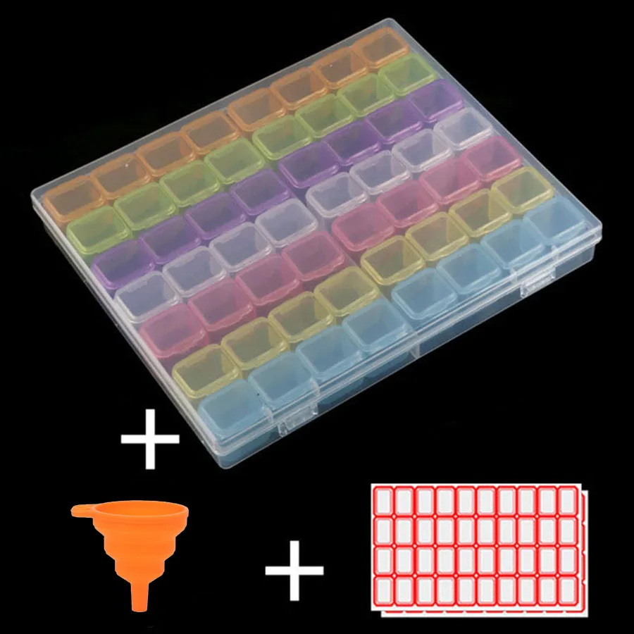 

Storage Box 56/28 Cells Plastic Stickers Funnel Sets for Diamond Painting Embroidery Accessories Tools Container Box Holder