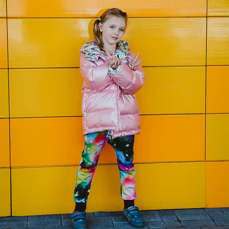 

Children's jacket hooded winter warm thicken wear on both sides overalls for children kids jackets for girls toddler boys coat