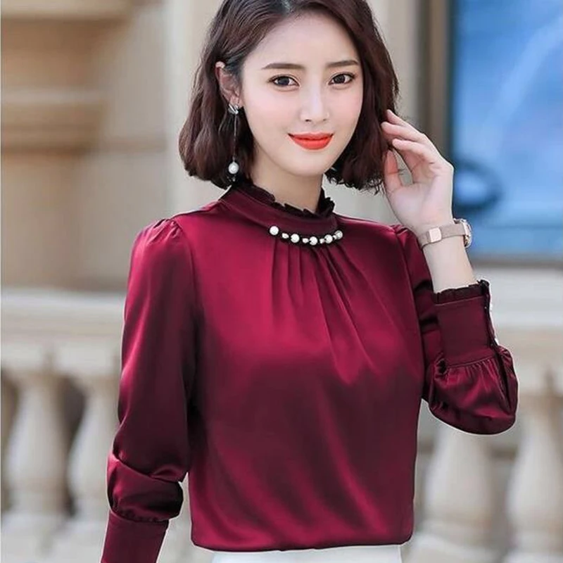 Женские весенне осенние стильные шифоновые Блузки Рубашки повседневные с