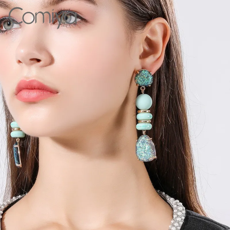 Comiya корейские серьги для женщин Акриловые бусины кулон Стразы мозаика Feminino Mujer