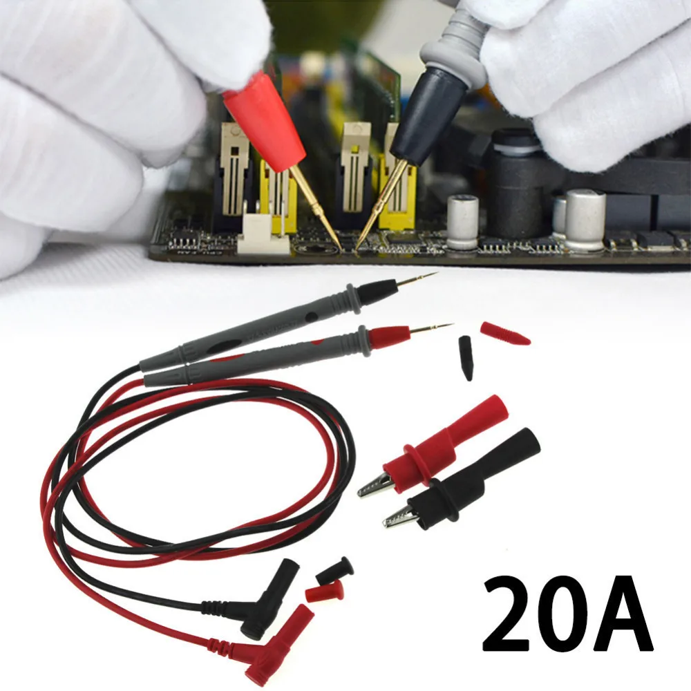 

20A Gold Plated Silicone Wire For Digital Multimeter Ultra Pointed Plated Copper Alligator Clip Set Red And Black