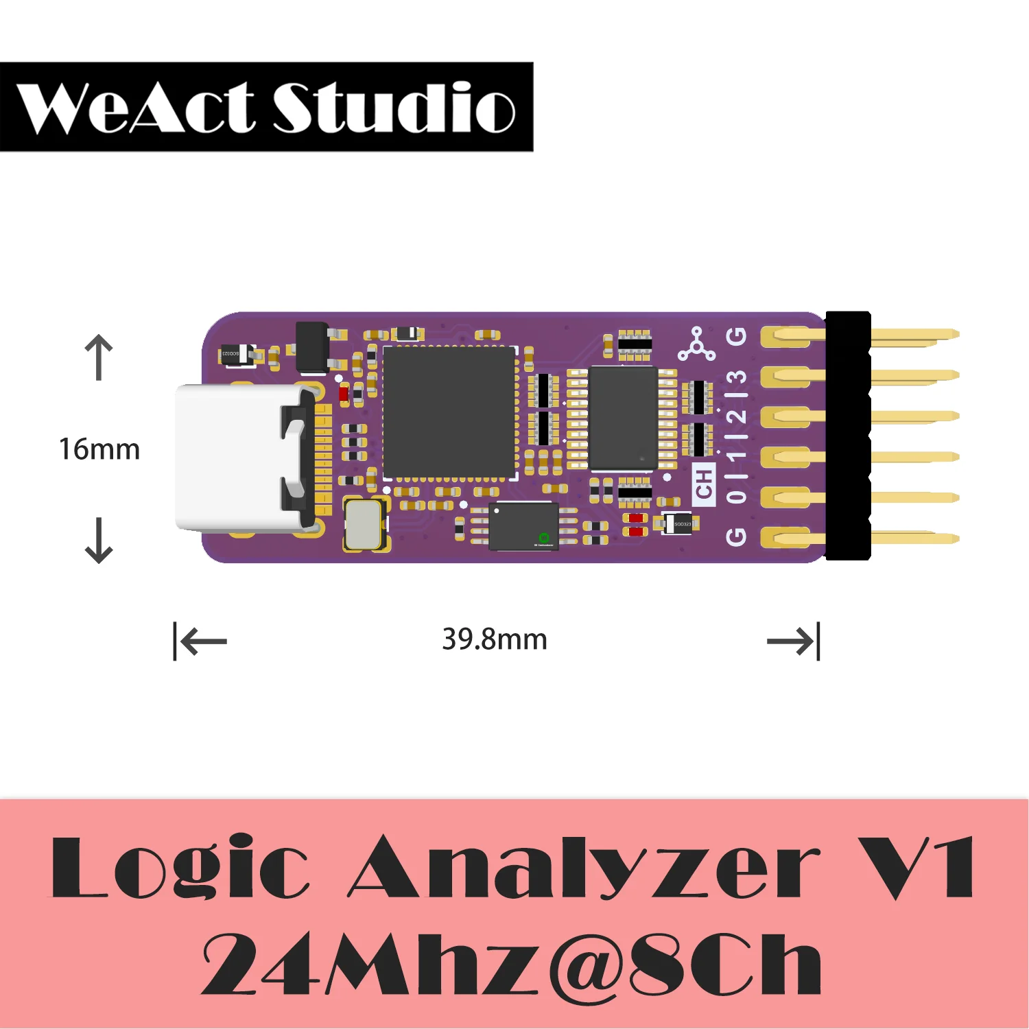 WeAct USB логический анализатор для Mini 24 МГц 8 каналов аппаратный инструмент отладки 5