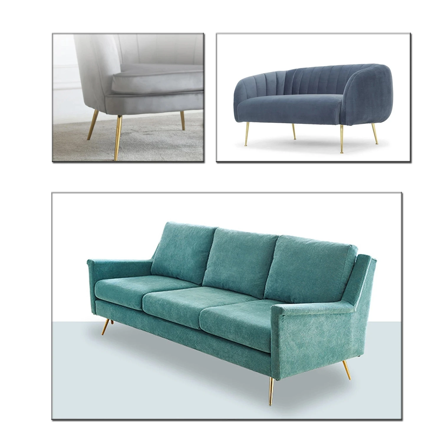 

2pcs Golden Tapered Iron Sofa Legs Metal Furniture Legs Are Equipped With Non-Slip Foot Pads (With Screws)