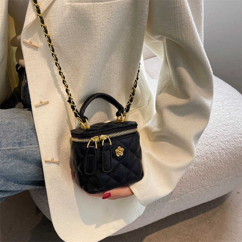 Роскошная мини-коробка из искусственной кожи сумка-слинг через плечо с короткими