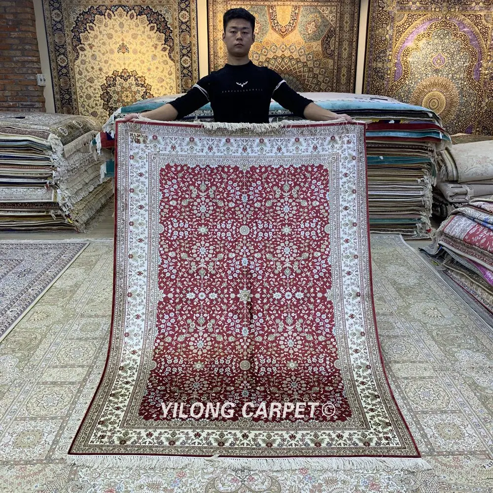 Yilong 4 5 'x 6 5' Кум шелковые ковры классические восточные персидские спальни
