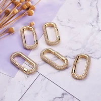 5pcs rhinestone crystal spring gate rings oval ring snap hook trigger clasps clips for leather craft belt handbag keychain