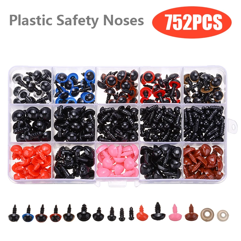 

752Pcs Safety Eyes Plastic Crafts For Bear Doll Eyes With Washers Soft Toy Snap Nose Puppet Doll DIY Accessories