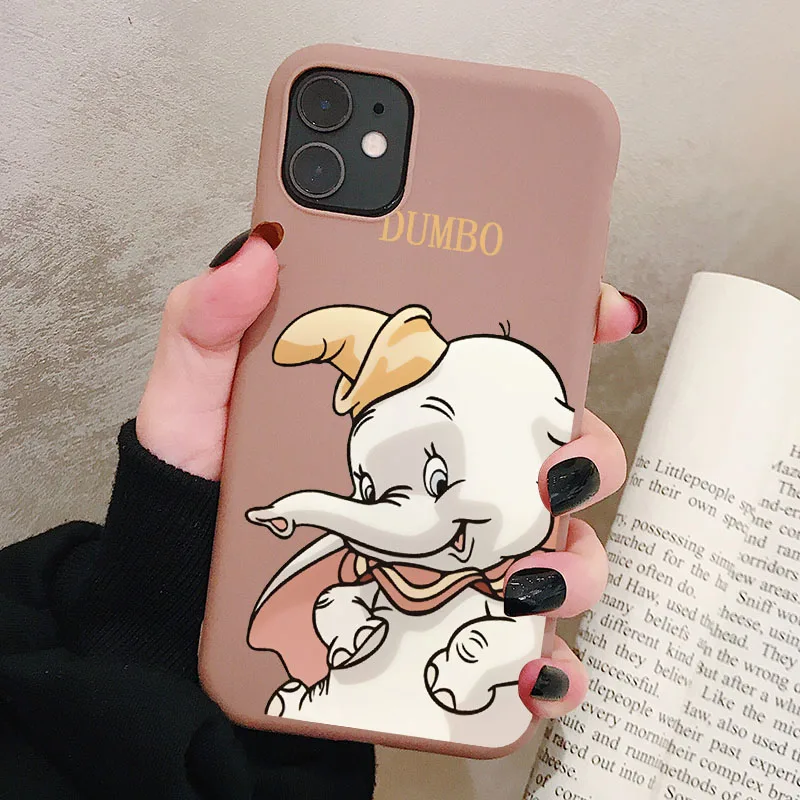 Мультфильм слон Дамбо чехол для телефона для iPhone 11 Pro XR X Xs Max 8 7 6 Plus 6S 5S SE матовый Силиконовый чехол s мягкая задняя крышка - Цвет: P2Brown