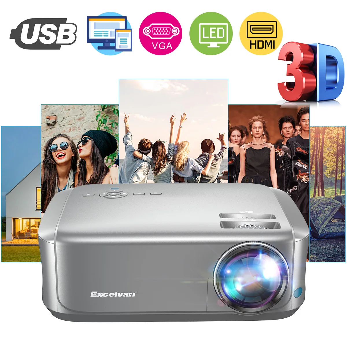 Проектор Excelvan BL68 для домашнего кинотеатра разрешение 1280*800 поддержка Red Blue 3D 1080P