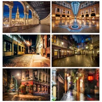laeacco old town street house street shop night scenic photographic backgrounds photography backdrops photocall photo studio