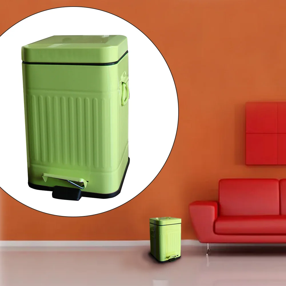 

5L Square Step Trash Can Home Toilet For Bathroom Small With Lid Outdoor Metal Office Bedroom Hotel Garbage Bin Kitchen