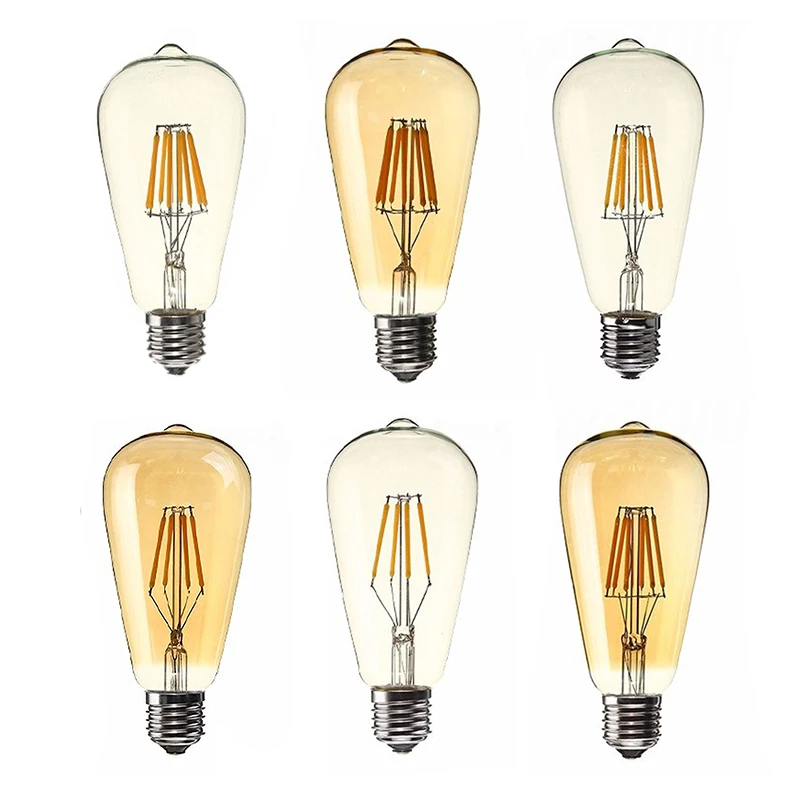 

Dimmable E27 8W Retro Vintage Filament ST64 COB LED Bulb Light Lamp Body Color:Golden Cover Light Color:Gold Yellow(2200K