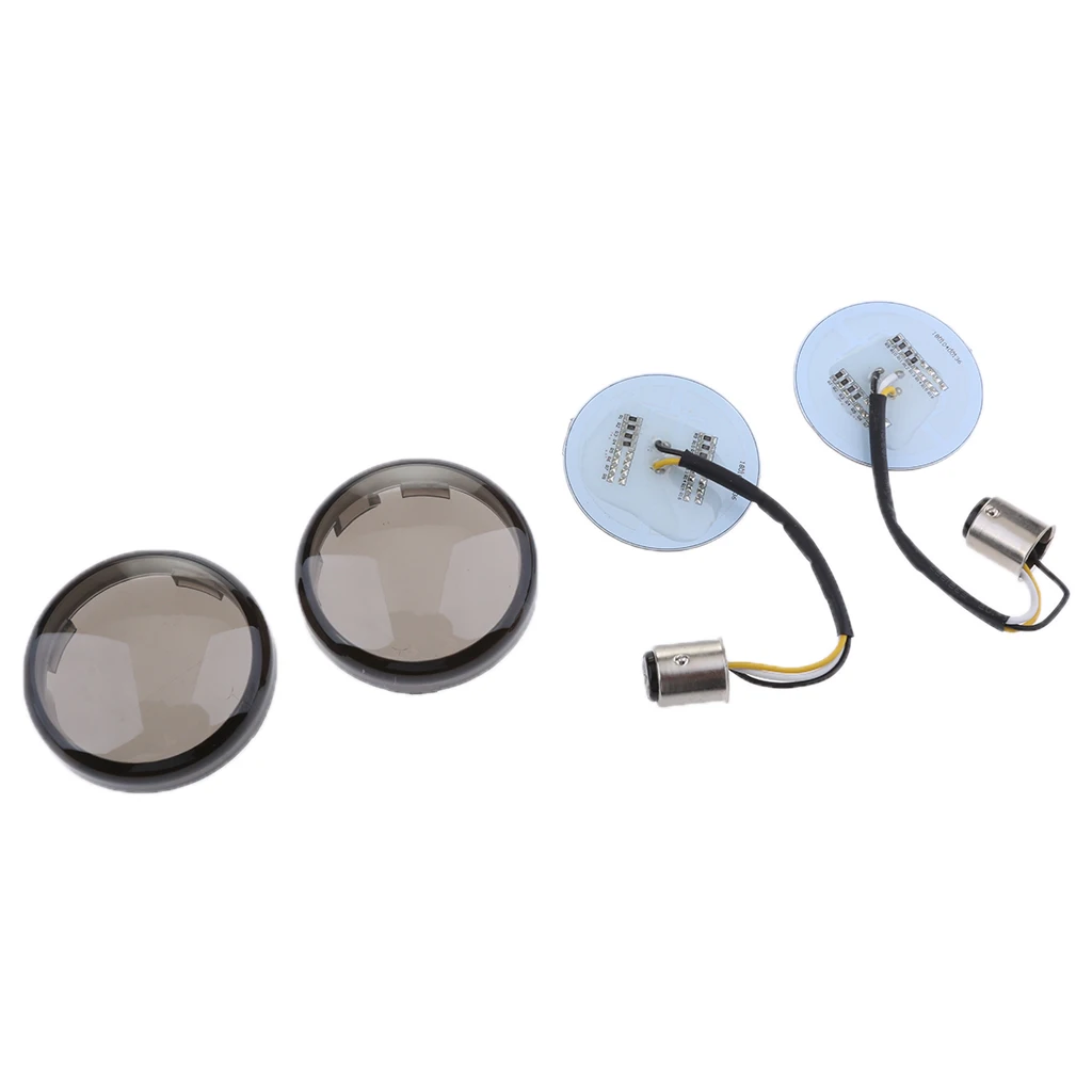 

Pair Front LED Turn Signal Inserts Amber/White Fit for Harley