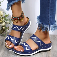summer women slippers rome retro casual shoes advanced embroidery thick bottom open toe sandals slip on slides beach shoes