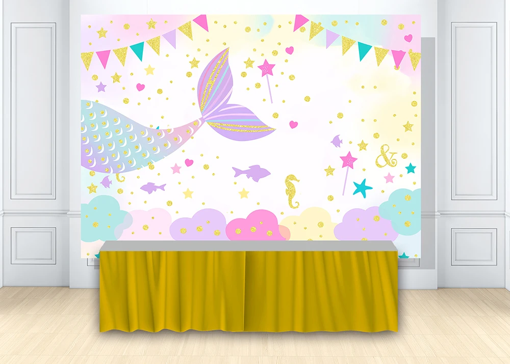 

Iridescence Mermaid Birthday Party Background Girl Princess Photography Backdrop Under The Sea Backdrops Scene Setter Wall Decor
