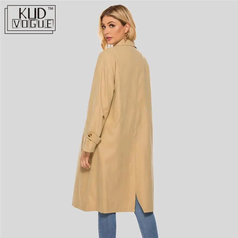 Весенне-осенний Женский Повседневный плащ оверсайз винтажная верхняя одежда с