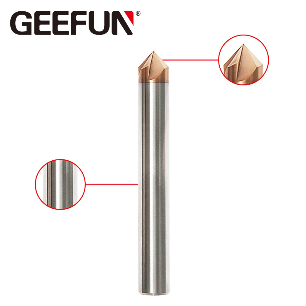 

JF HRC50 Tungsten Solid Carbide Staright shank 90 Degree Chamfering Cutters for Machining CNC Machine tools TiSiN coated