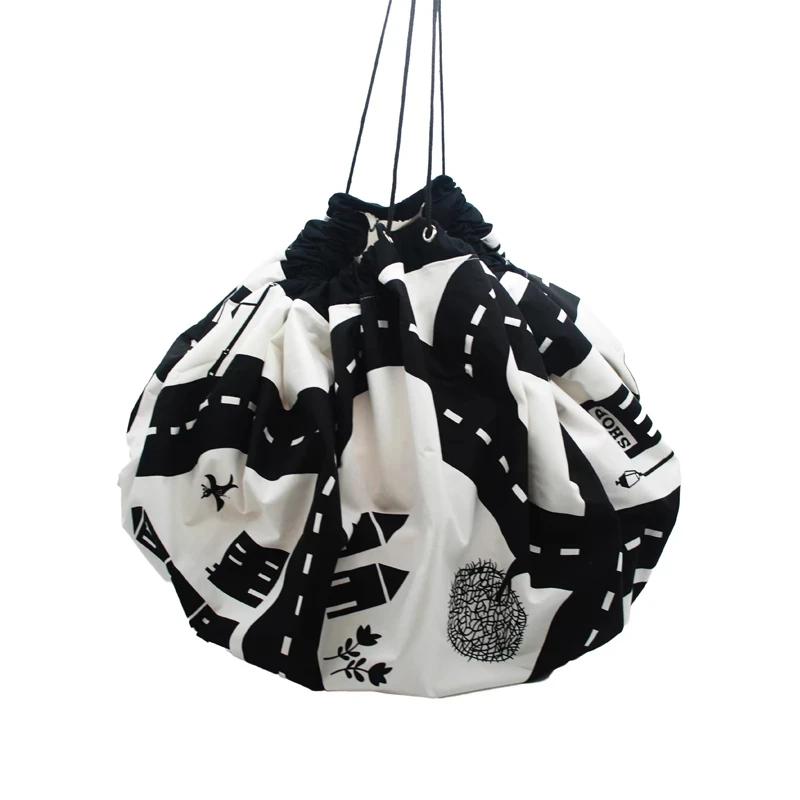 

Baby Toy Storage Bag Play Floor Mat Rug for Children Room Decor Large Capacity House Toddler Canvas Play Pouch Sack for Kids