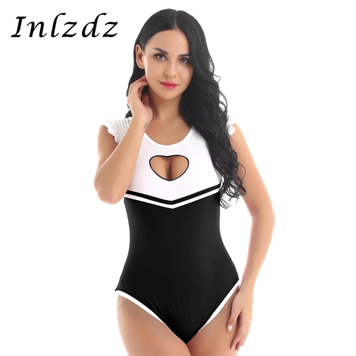 

Женское Эротическое нижнее белье, сексуальный комбинезон для косплея, боди в форме сердца, вырез, бюст, пуговицы, промежность, сексуальный к...