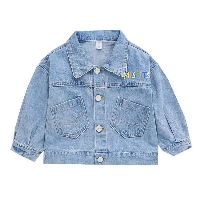 

2021 Spring and Autumn New Girls Denim Jacket Foreign Style Children's Korean Fashion Letter Printing Kids Top GJ09