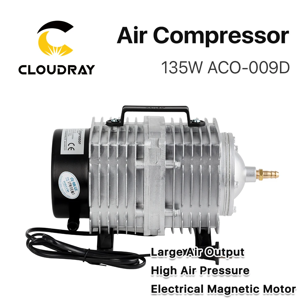 Cloudray 135 Вт Воздушный Компрессор Электрический магнитный воздушный насос для CO2 лазерной гравировки и резки ACO-009D