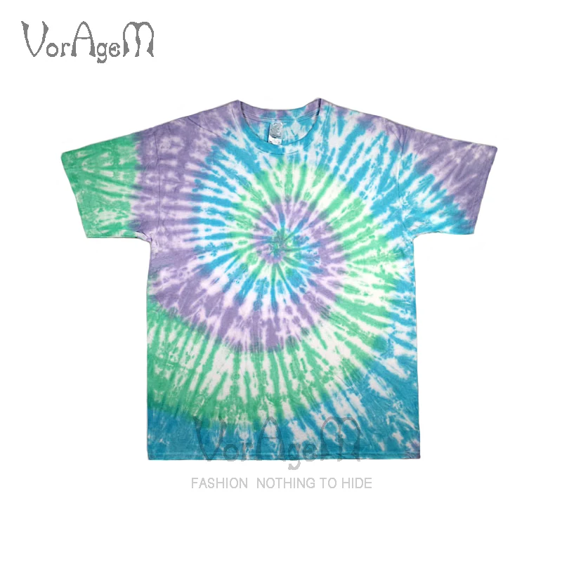 Футболка мужская с принтом тай-дай цветная модная тенниска звезд и спиралей